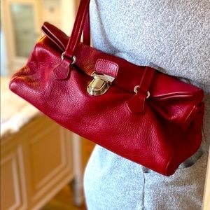 Authentic Prada vintage red leather shoulder bag